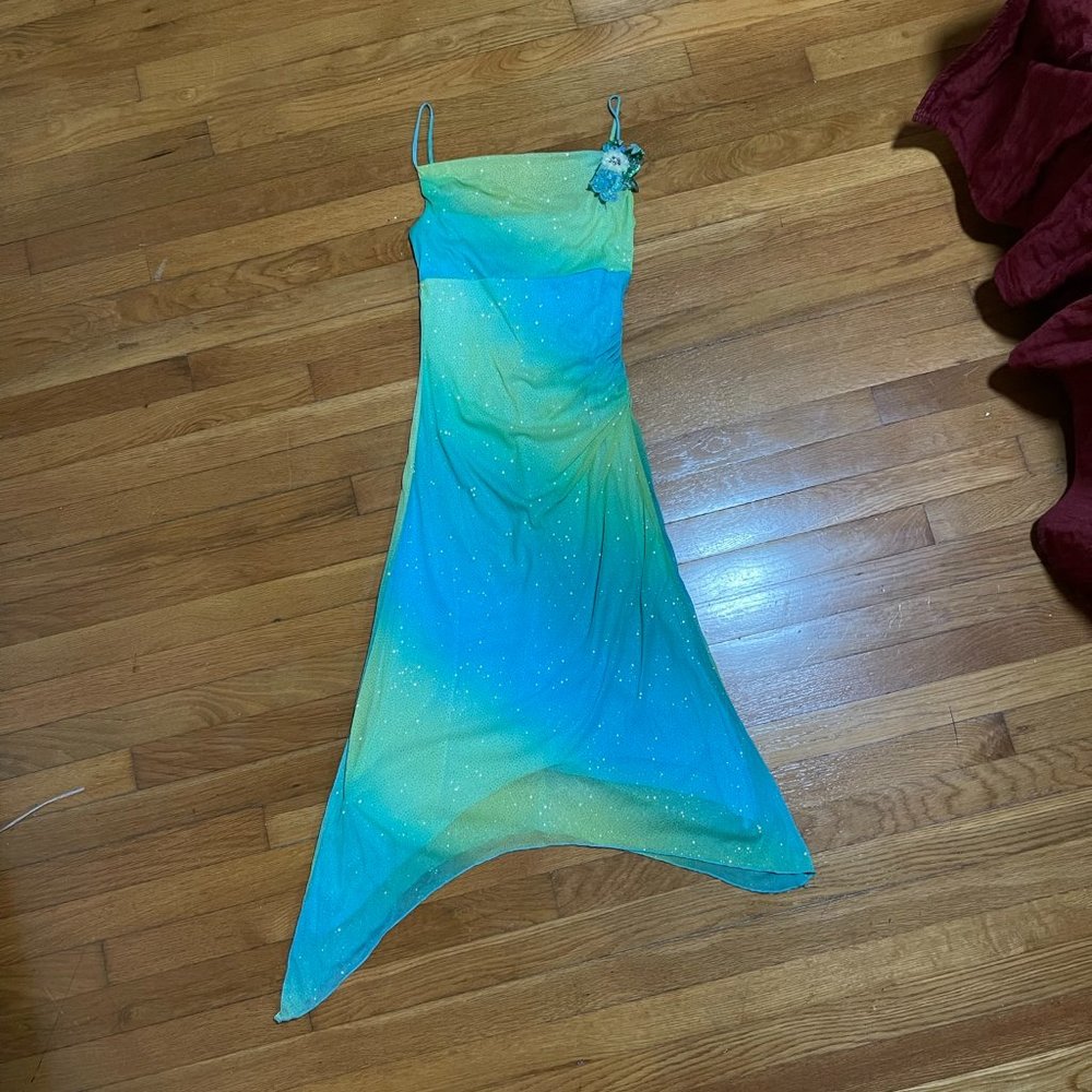 My Michelle Sparkly Blue Green Dress, Size Small
